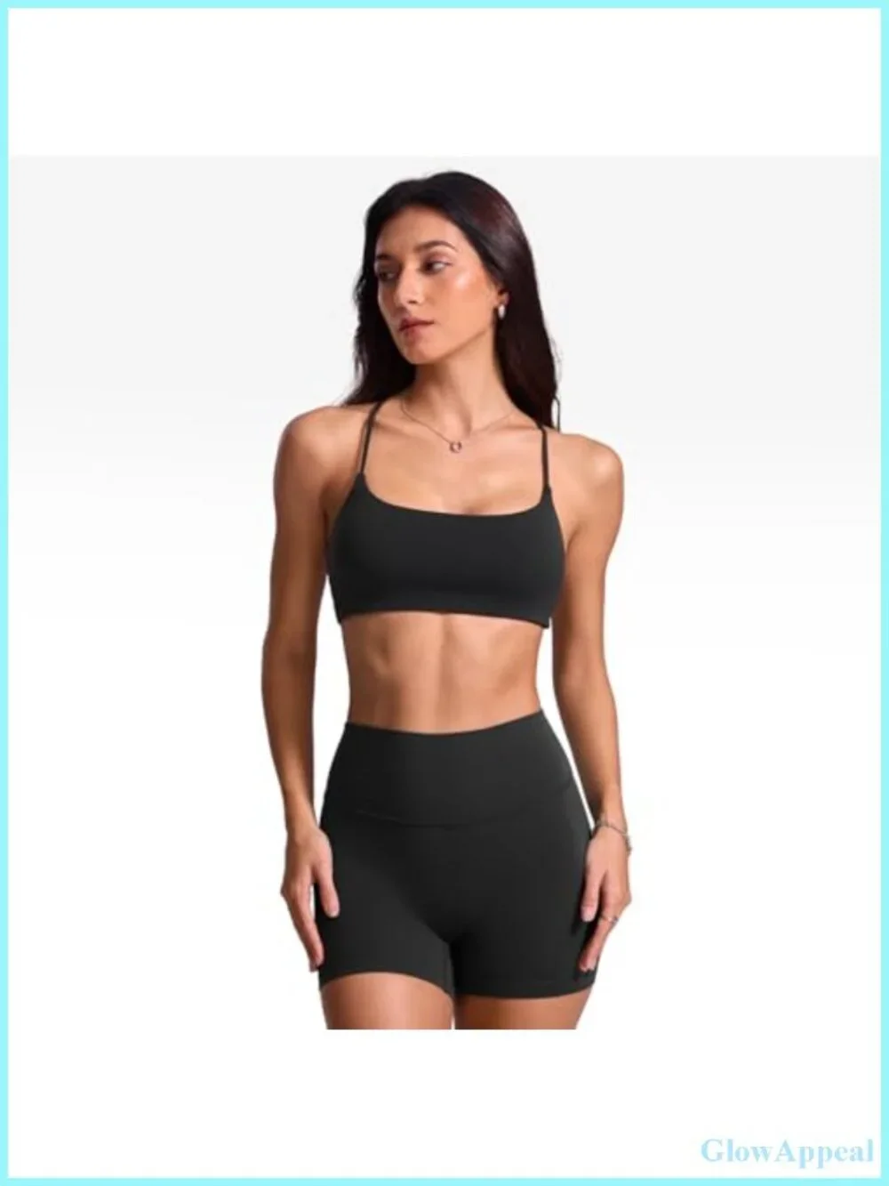 Low Scoop Neck Sports Bra Criss Cross Strap Padded Yoga Crop Top